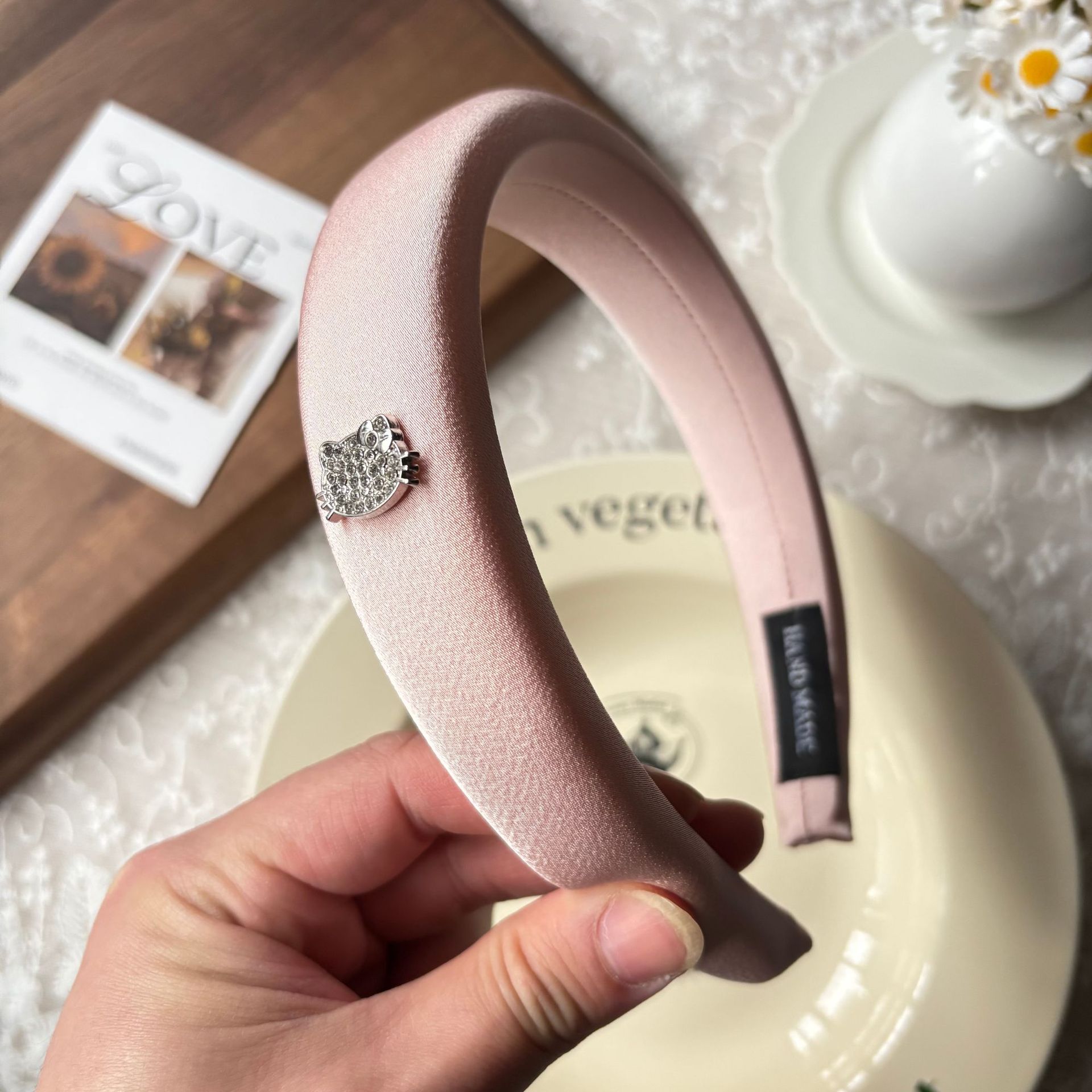 Spring new solid-color satin hair band for women, high head pressure headband, high-end and light luxury hair tie and hairpin headwear pic 55