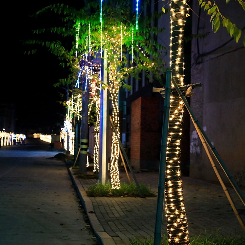批发太阳能灯带皮线灯LED灯串户外防水彩灯庭院缠绕树灯闪灯装饰详情6