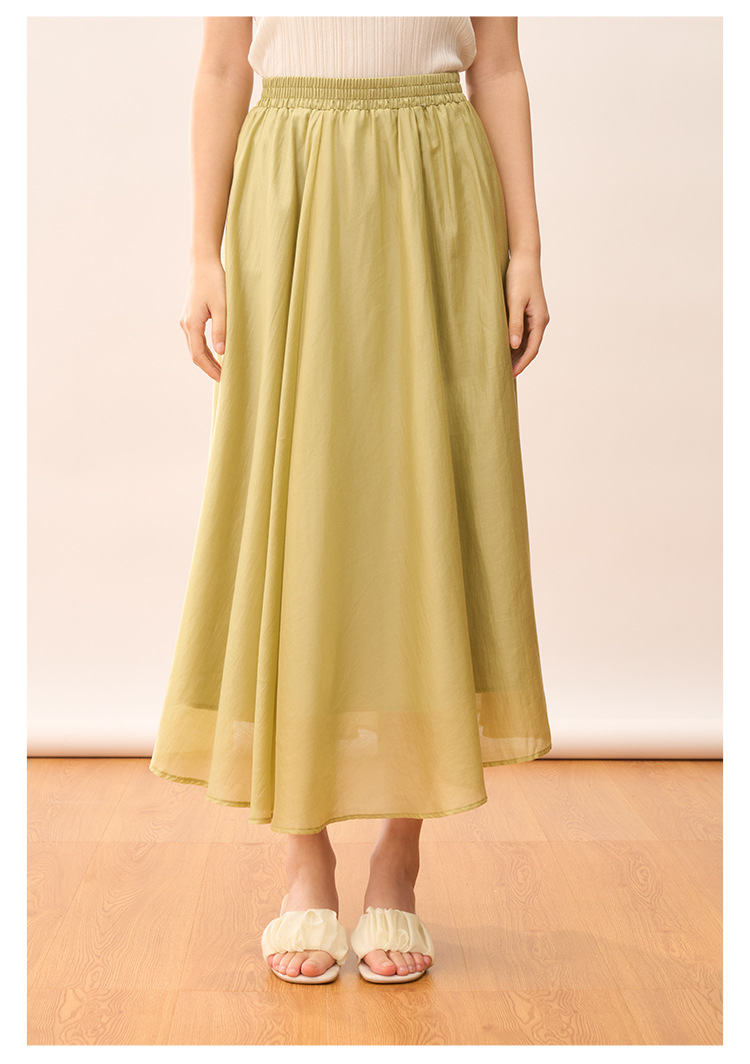 【盛都】清仓特价款轻盈气质天丝飘逸高腰设计感A字半身裙中长详情19