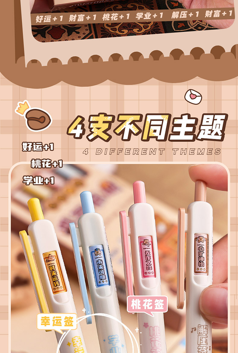 高颜值按动中性笔创意主题速干刷题笔学生考试刷题办公记事专用笔详情2