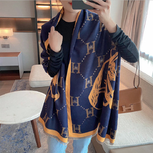 新款秋冬拼接加厚千鸟格仿羊绒ins潮流围巾女初秋百搭披肩现货详情7