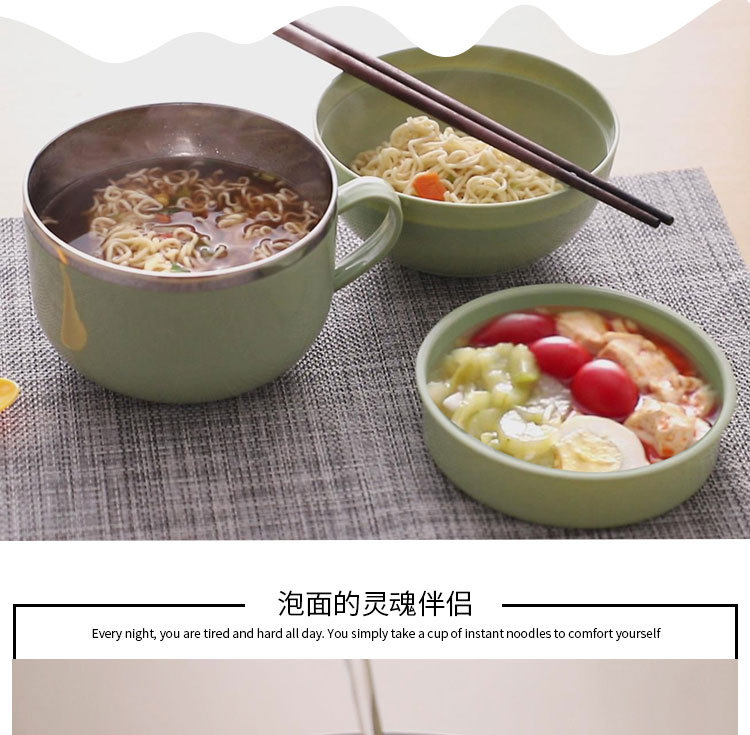 不锈钢快餐杯泡面杯带盖卡通日式泡面碗学生饭盒便当盒提锅详情4