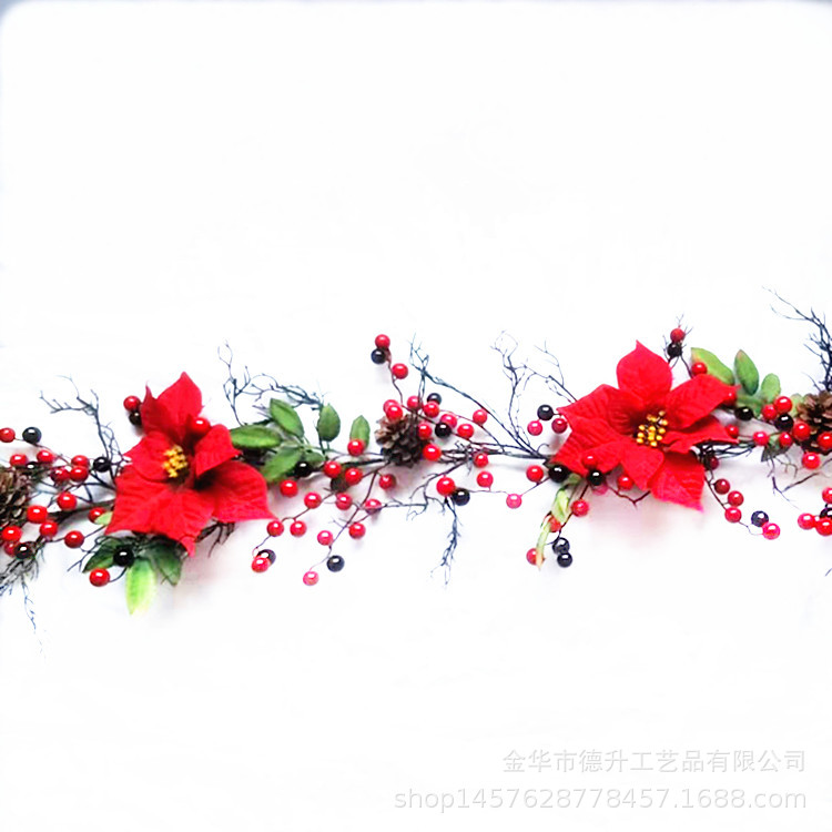 Desheng Factory supplies hotel and shopping mall scene decoration, Christmas hanging ornaments, decorative items, red fruits, Christmas flowers and rattan DIY pic 7