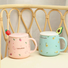 创意日式手绘陶瓷泡面碗带盖带把大容量学生泡面杯便当碗饭碗代发详情3