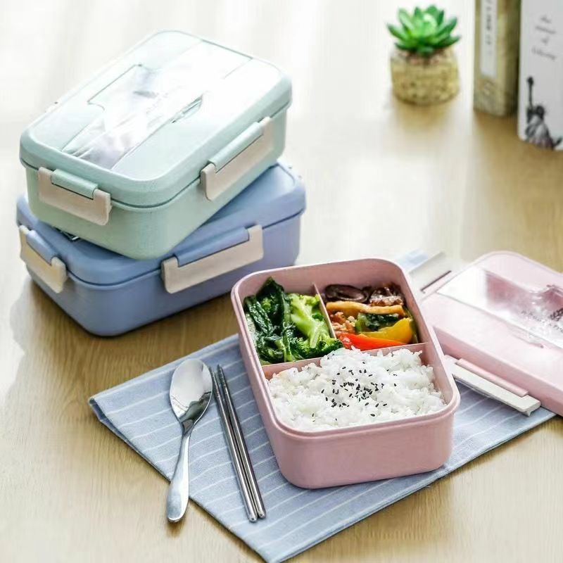Caja de arroz de paja de trigo caja de bento de estilo japonés caja de alimentos para el hogar microondas caja de bento de aislamiento múltiple caja de almuerzo para estudiantes pic 5
