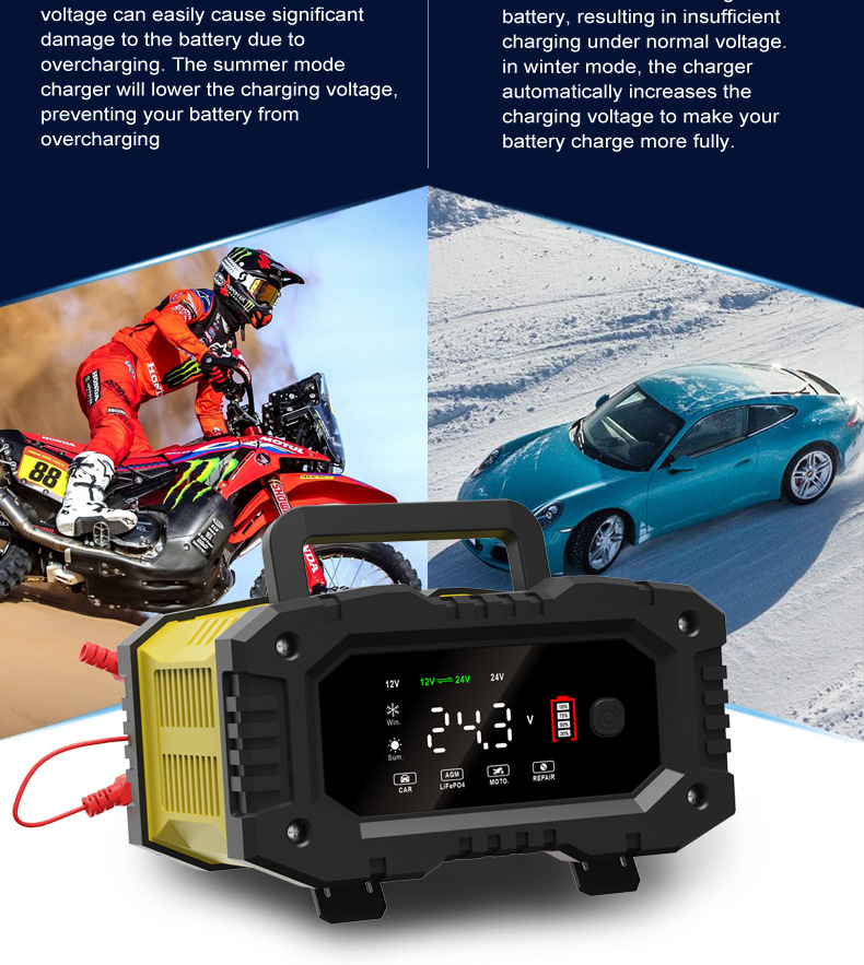 10A portable 12V24V motorcycle battery charger and portable car battery charger pic 13
