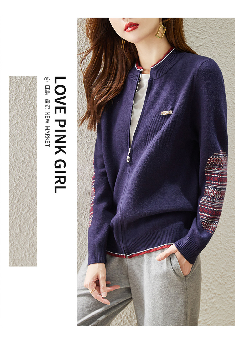 春秋装新款复古文艺加厚拉链长袖针织开衫韩版女装时尚羊毛衫外套详情14