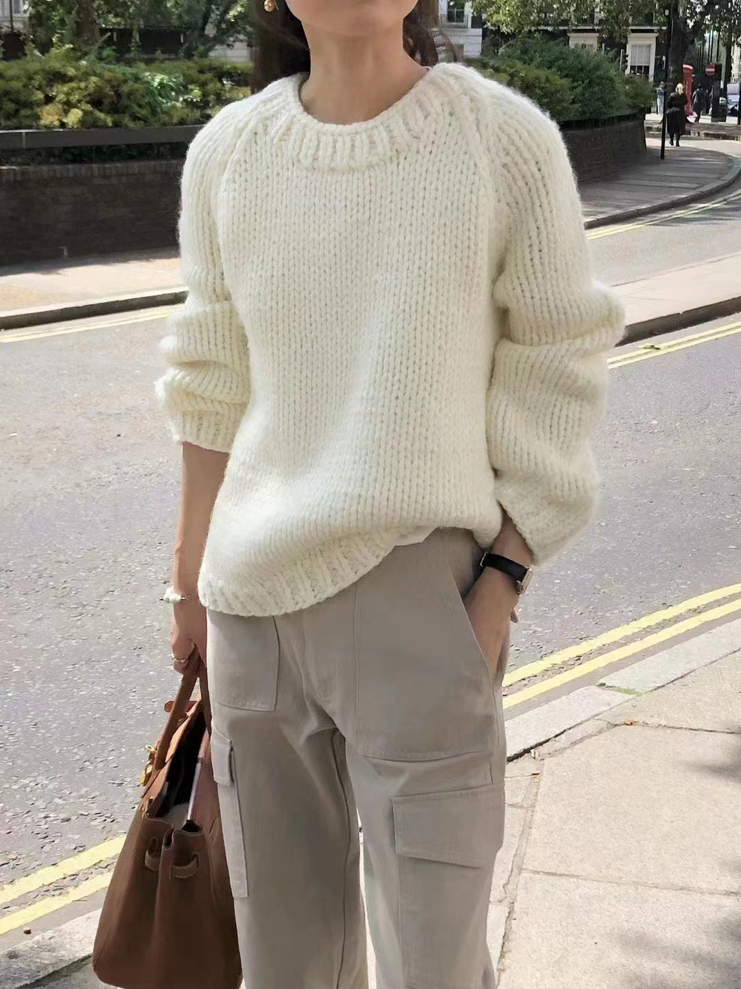2023 in-stock Handongdaemun autumn/Winter new oun*e round-neck handcrafted pullover loose wool casual sweater top pic 34