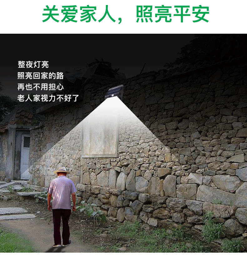 Solar sensor storefront lamp CL-108, photovoltaic power generation, electricity-free, villa outdoor wall lamp wholesale pic 4