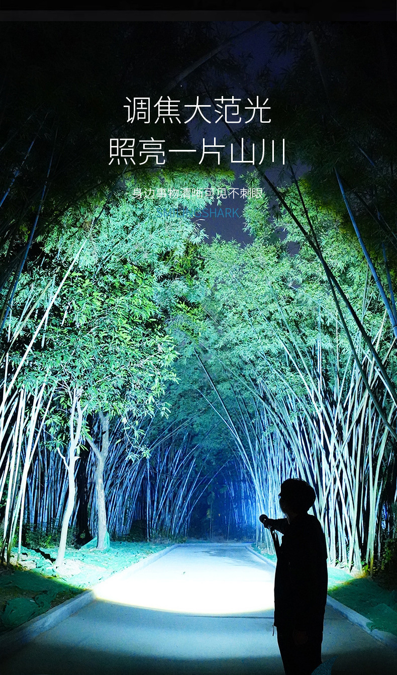 跨境爆款手电筒强光长续航usb充电户外照明白激光手电带cob工作灯详情4