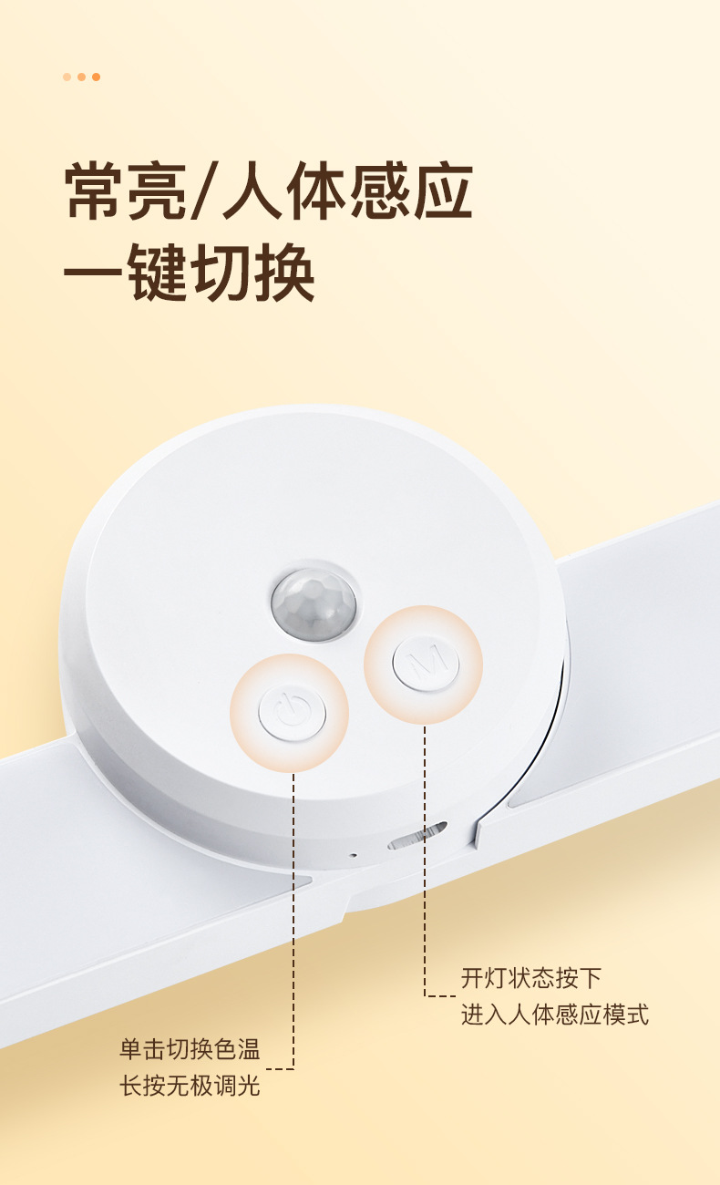 跨境新款橱柜灯带折叠自动人体感应灯衣柜子酒柜长条灯条磁吸壁灯详情4
