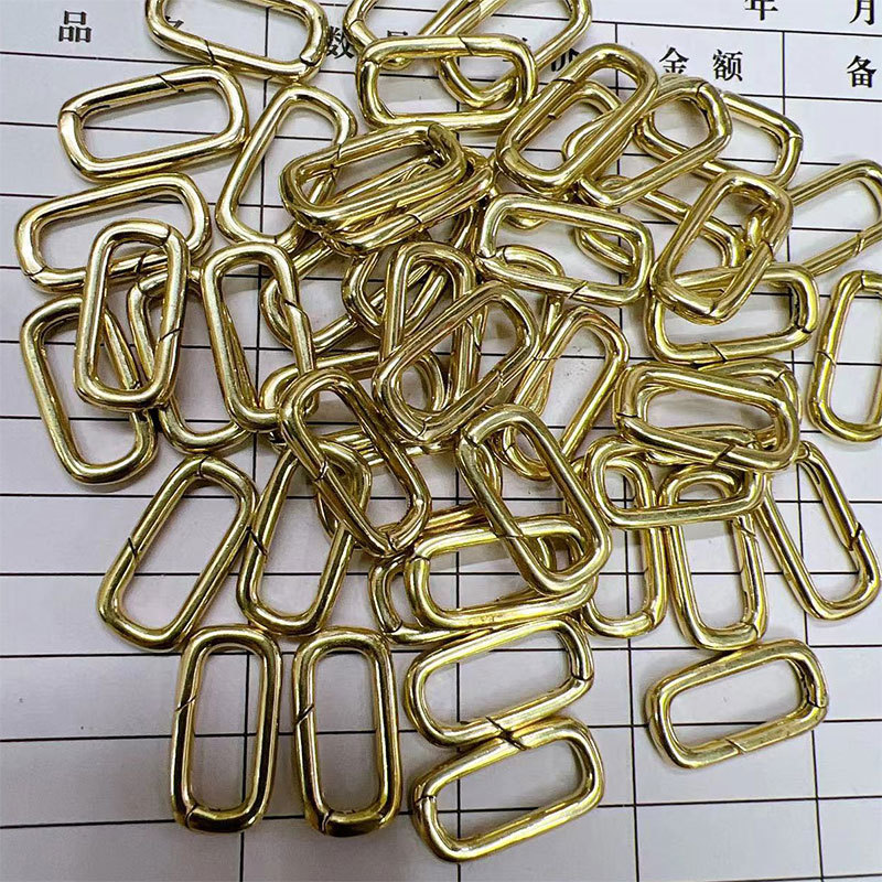 铜锁扣椭圆形扣子包包服饰箱包开口圈 DIY饰品手链弹簧扣子小长条详情1