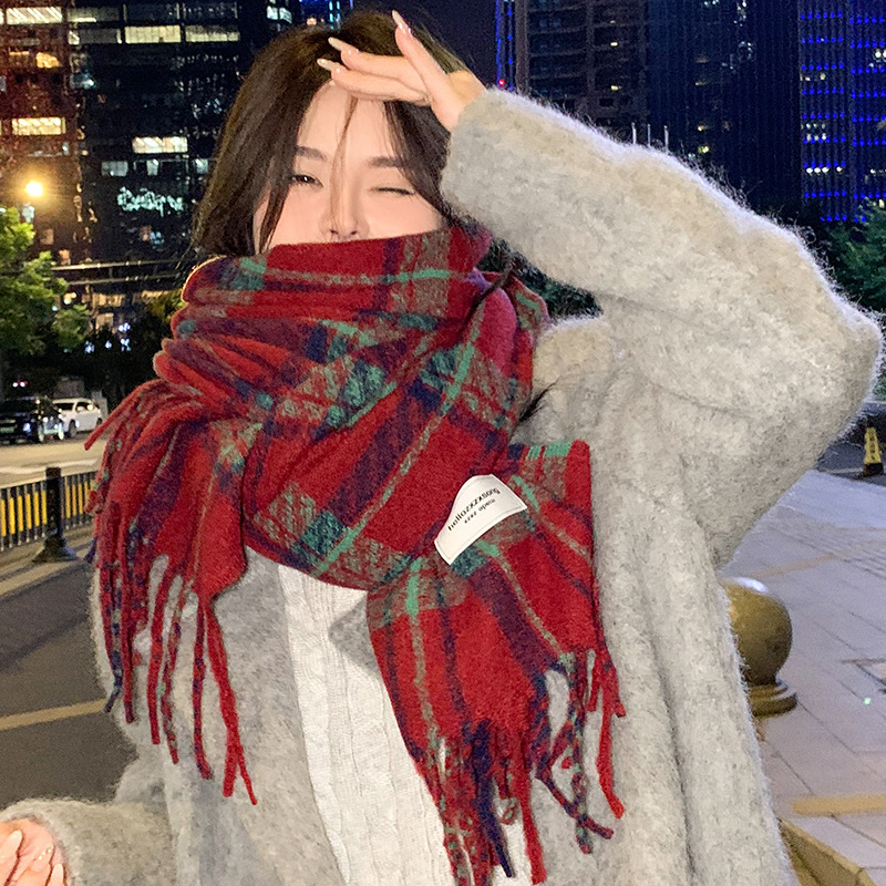 马海毛围巾男女冬季韩版高级感2024新款加厚保暖纯色围脖披肩学生详情7