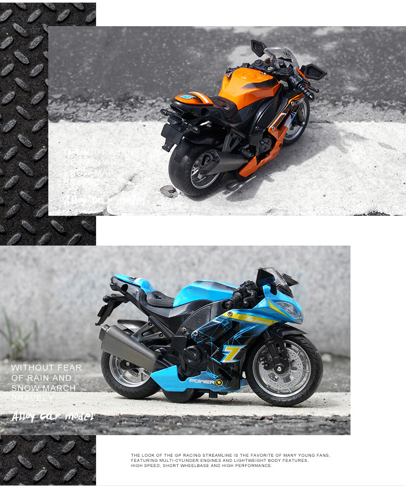 Mingyuan 1:14 simulation retro motorcycle alloy bike rebound model for children with lights, music, toys and ornaments for boys pic 11