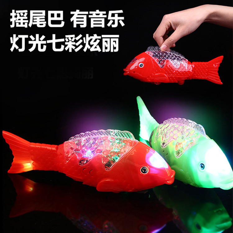 Electric fish, glowing music, projection, swinging fish, running toys, boy gifts, simulation animals, night market, street stall supplies pic 2