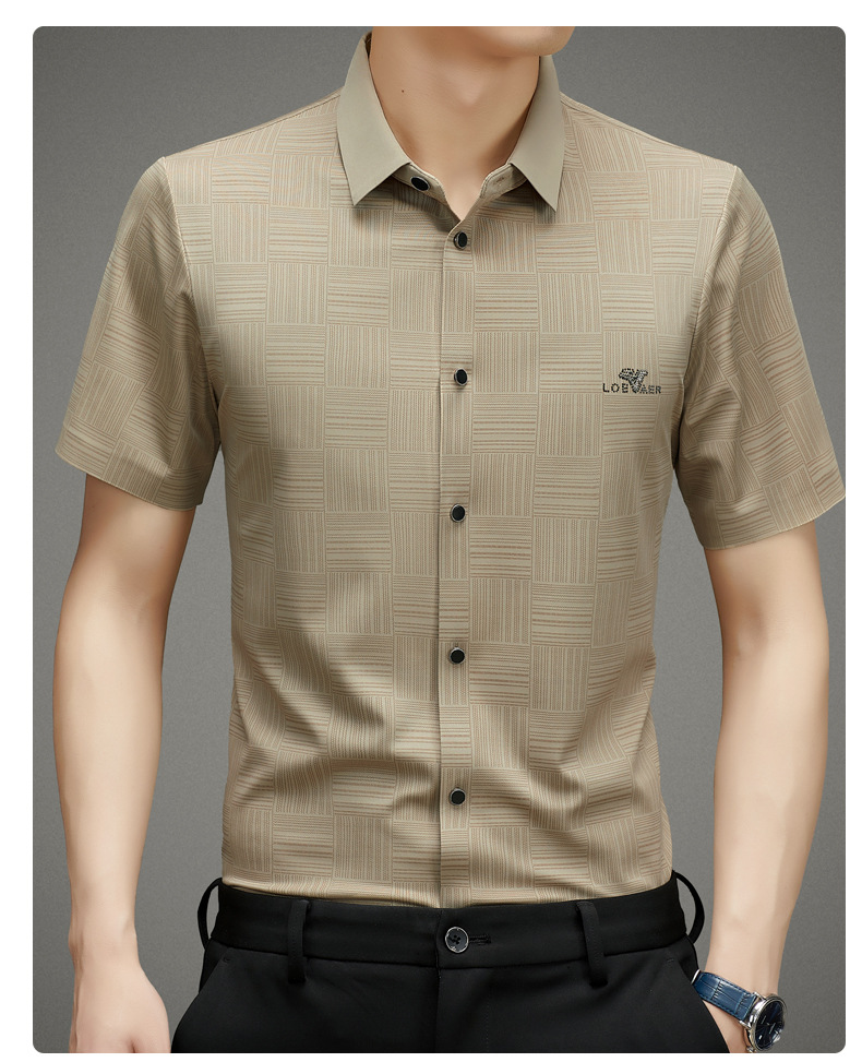 衬衫短袖男夏季新款抖快热卖轻商务中年短袖衬衫翻领修身休闲短袖详情36
