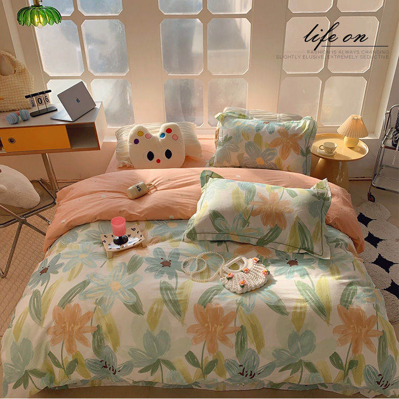 Wholesale of pure cotton four-piece bedding sets for export, cross-border bed sheets and duvet covers from Europe and America, pure cotton four-piece bedding sets for autumn and winter pic 35