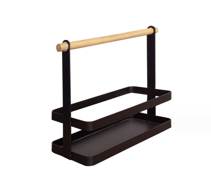 Japanese-style ironwork storage rack for seasonings, Japanese-style simple kitchen countertop seasoning rack for organization and storage pic 2