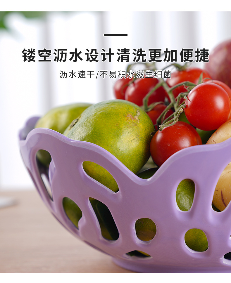Draining basket, colorful classic melamine fruit plate, hollowed-out fruit basket, fruit plate, kitchen vegetable basket, living room, home, daily use pic 15