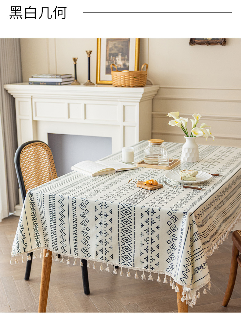 免洗棉麻波西米亚桌布 长方形流苏民族风艺术布艺 防水防油餐桌布 民宿装饰用品 其他分类详情13