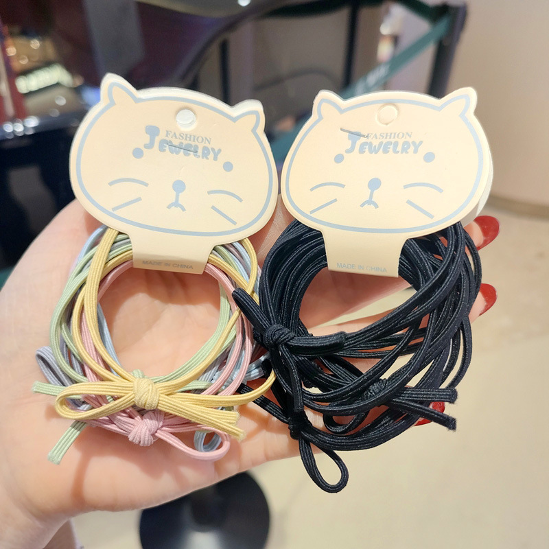 6-piece Korean simple bow basic hair band, colorful Korean version knot hair tie, candy-colored rubber band set for women pic 2