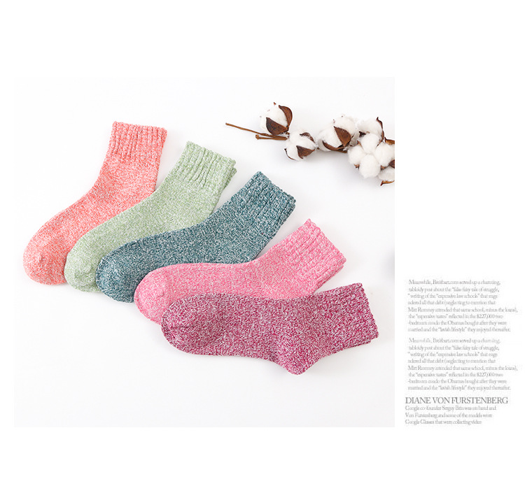 秋冬季袜子女韩版并线中筒加厚棉袜加厚保暖羊毛袜纯色粗针女袜详情8