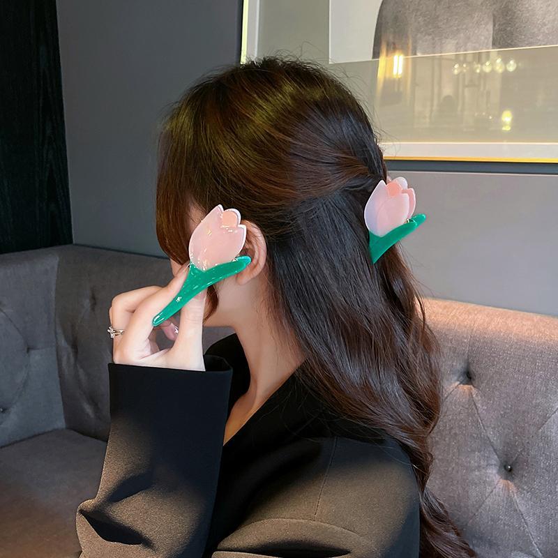 让郁金香长在头上~时髦设计感发夹花朵抓夹个性发夹鲨鱼夹发饰潮详情12