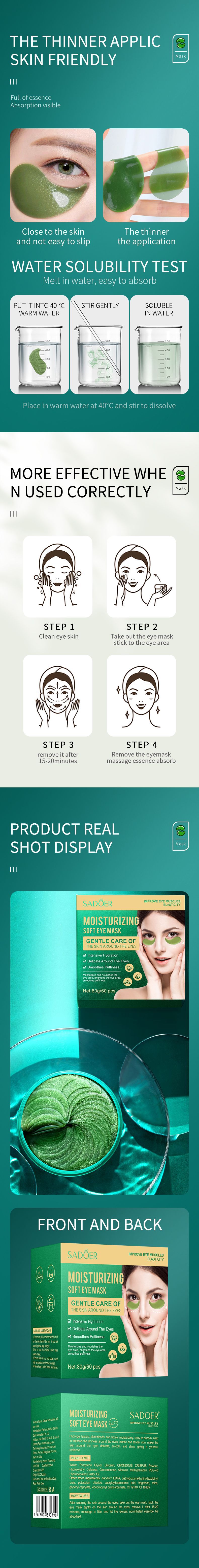 Cross-border export live wholesale of SADOER hydrating, moisturizing and nourishing eye care products in full English eye mask boxes pic 6