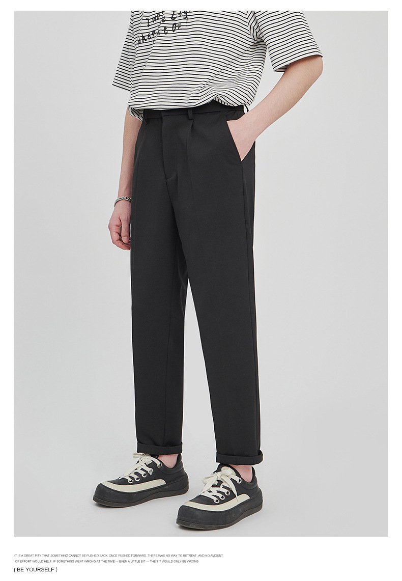 APO男装|宽松西裤男修身九分裤2024春夏抗皱直筒高级感休闲裤男详情28