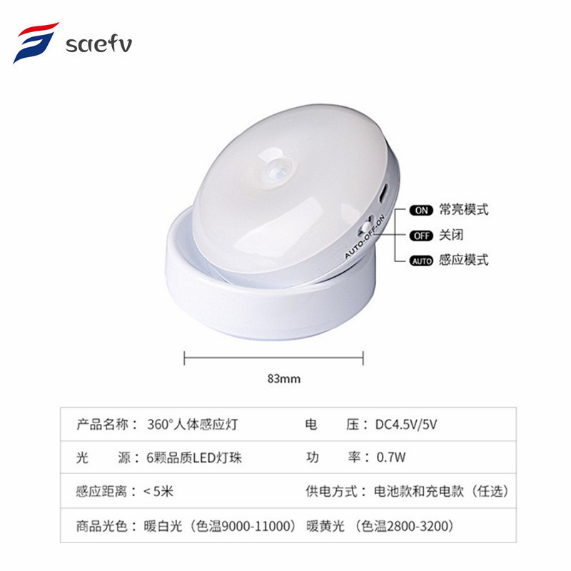 旋转人体感应橱柜灯走廊感应小夜灯USB充电感应灯橱柜灯起夜灯详情13