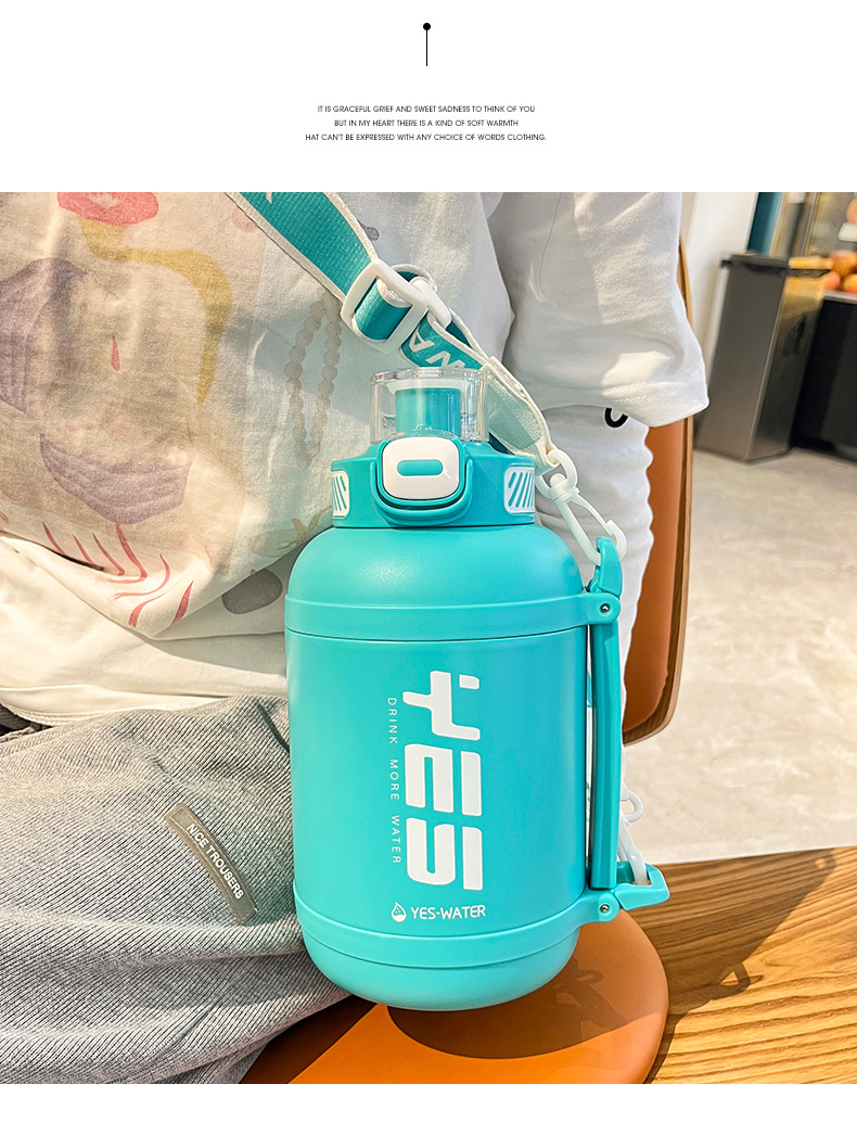 Giant insulated cup, 316 stainless steel ton bucket, sports and fitness large-belted cup, portable insulated water bottle with straw pic 38