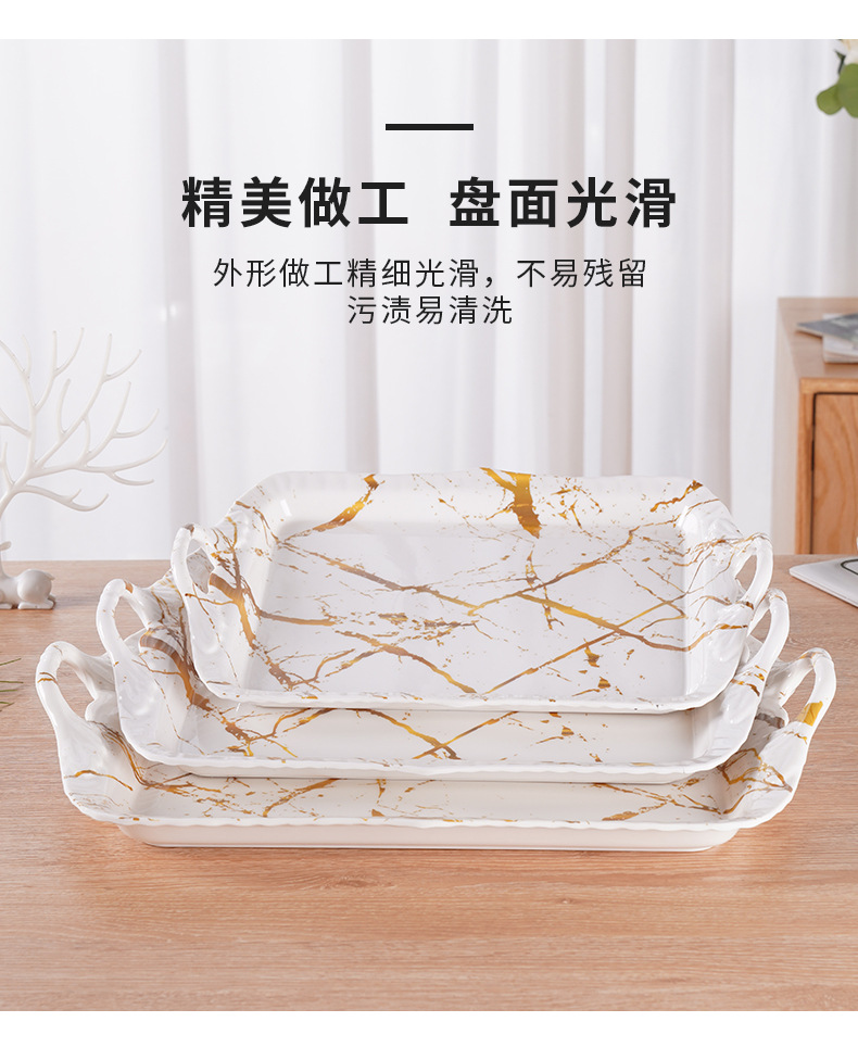 Bisauro rectangular marble tazas de té de metamina bandeja bandeja de vino taza de bebida bandeja de té de porcelana imitación de frutas bandeja pic 17