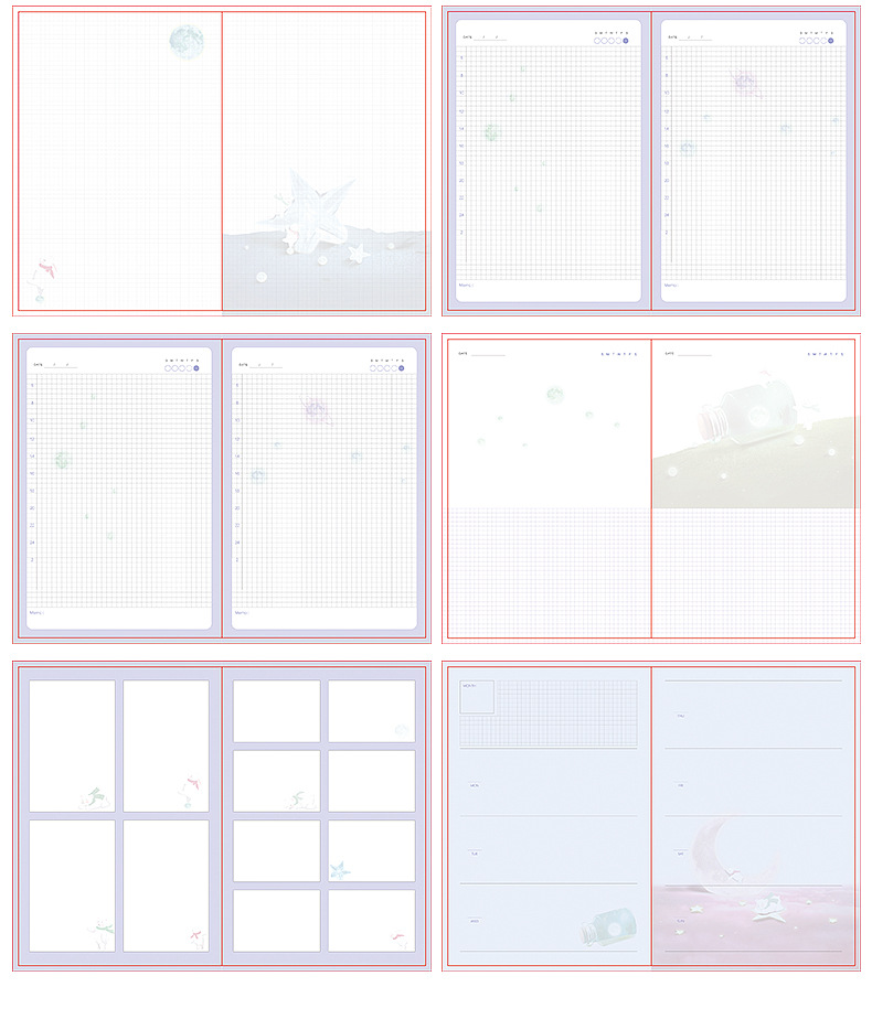 Wholesale of 32K color page illustration notebooks, notepads and stationery products from Korean ins with beautiful luminous starry sky pic 6