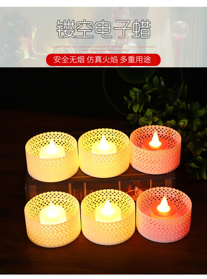 Amazon electronic candle hollowed-out candle lamp Birthday led romantic proposal atmosphere decoration mini night light pic 1