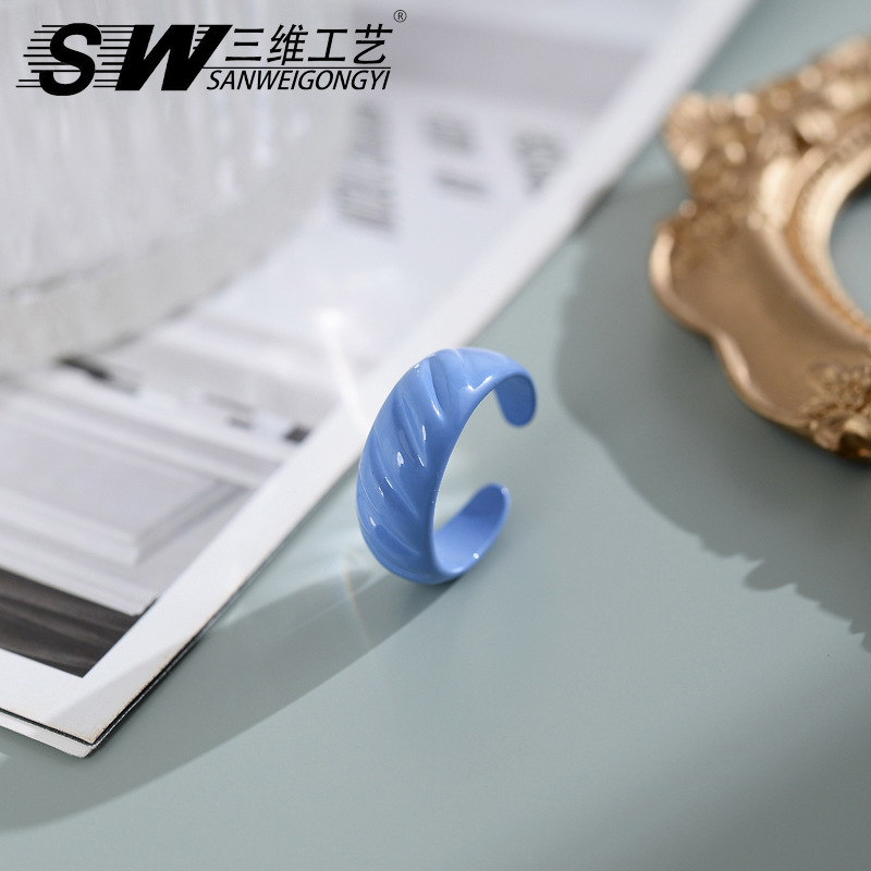 Fashionable Korean-style color spray open ring designer, niche color macaron index finger ring, elegant style jewelry wholesale pic 11