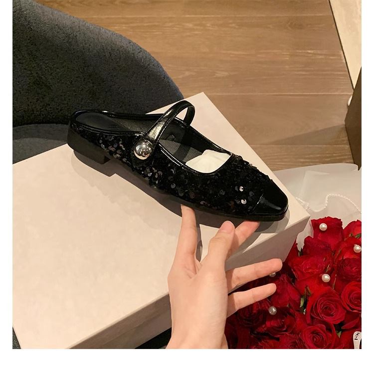 银色玛丽珍鞋亮片芭董舞鞋子真皮女鞋葡萄妈单鞋女2024春款女鞋子详情39