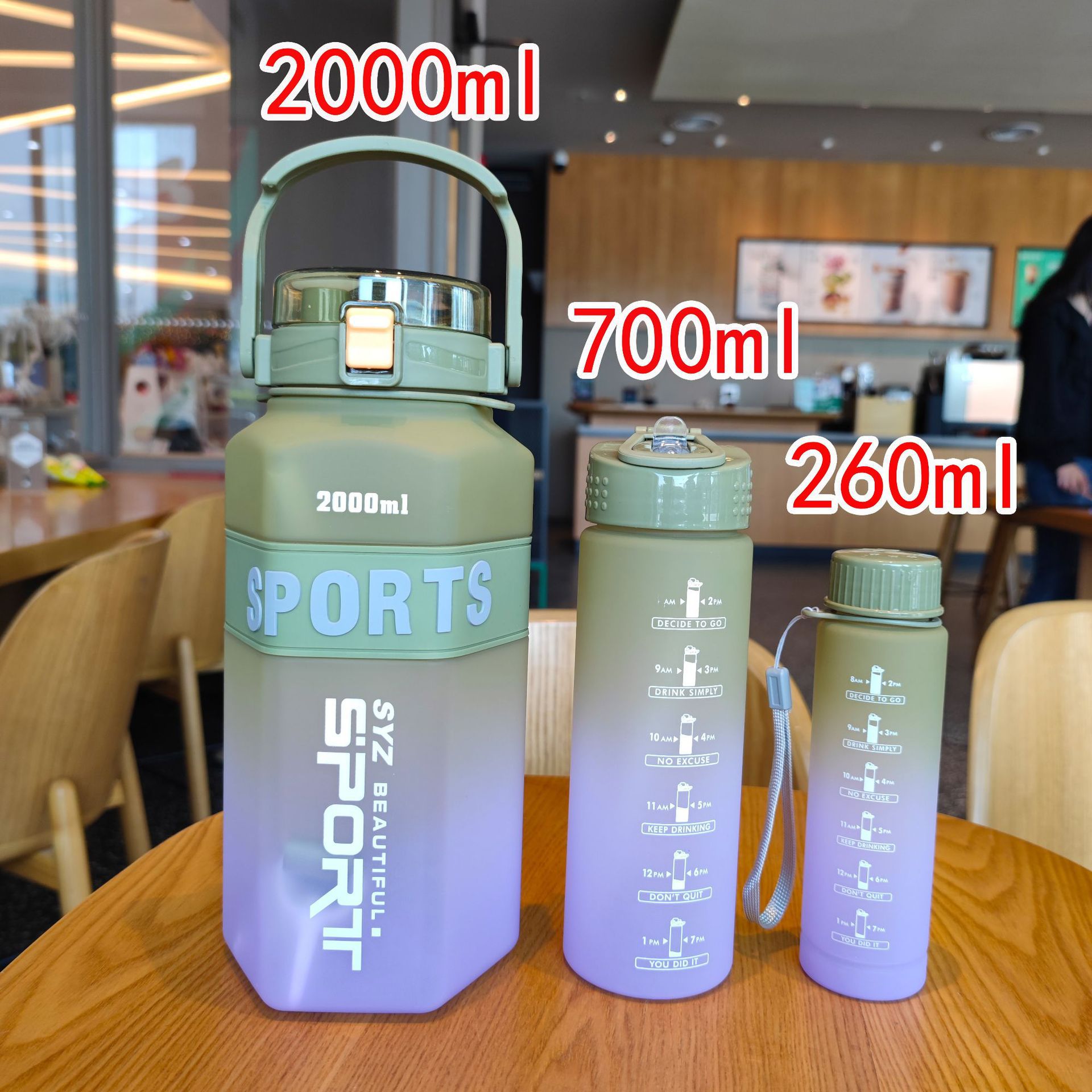 Large-capacity gradient color water cup for fitness and sports water pic 2