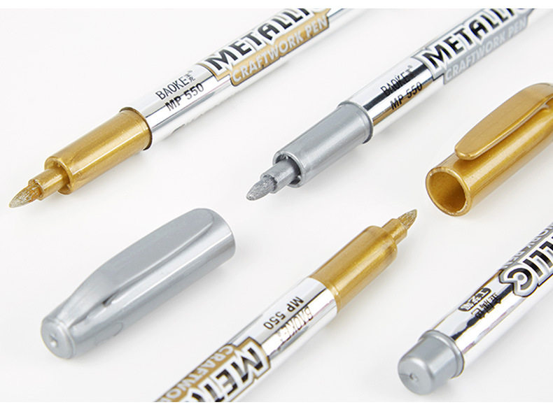 BAOKE 550 Gold and Silver craft pen Sign-in pen, Metal gilding signature pen, Colored marker pen, water-based paint pen pic 11