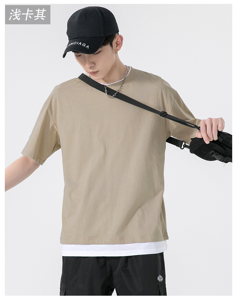 A new summer style American high street round-neck short-sleeved T-shirt for men with loose and simple printed half-sleeved top pic 11
