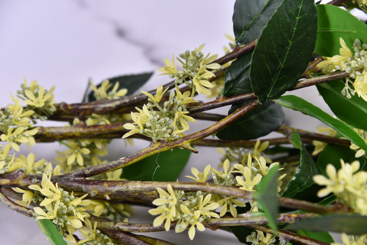 Wholesale artificial yellow osmanthus and laurel, green landscape garden artificial trees, decorative golden osmanthus leaves, home, hotel and homestay artificial flowers pic 21