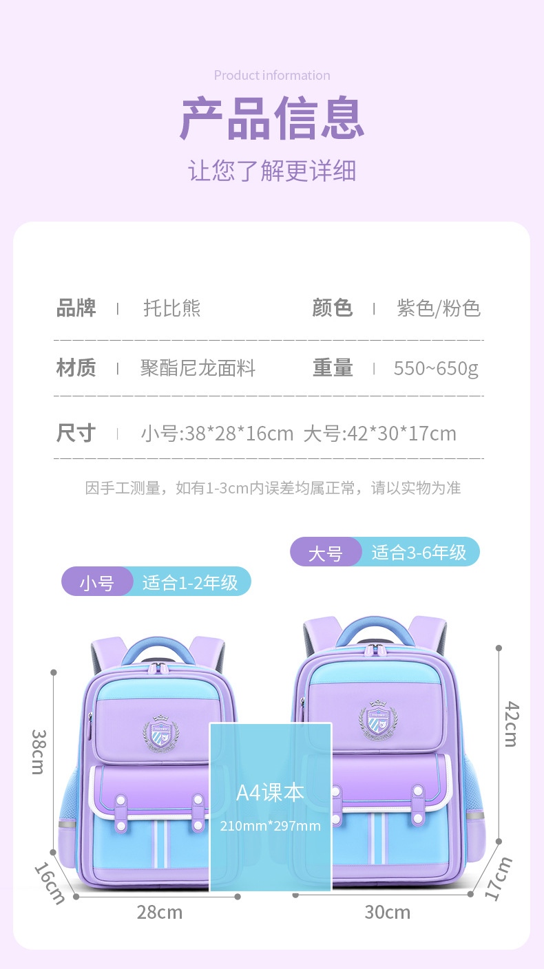 新款儿童书包一二三年级男孩女生英伦风四五六年级小学生书包背包详情3