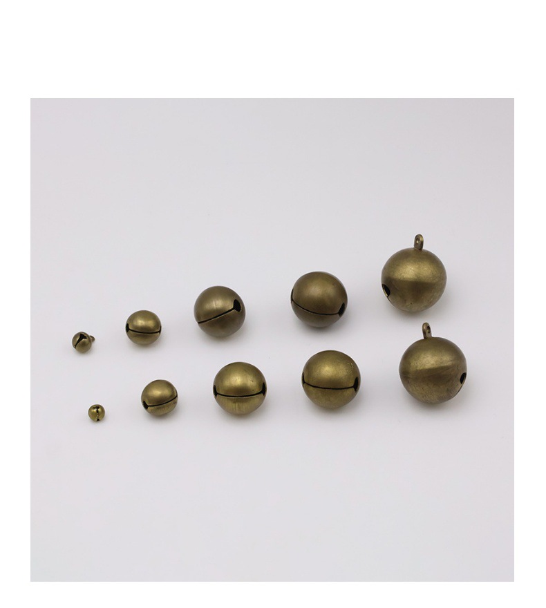 复古纯色电镀铜铃铛 一字开口宠物铃铛 圣诞节装饰用品 铜胚色铜材质 螺母固定 结实耐用详情8