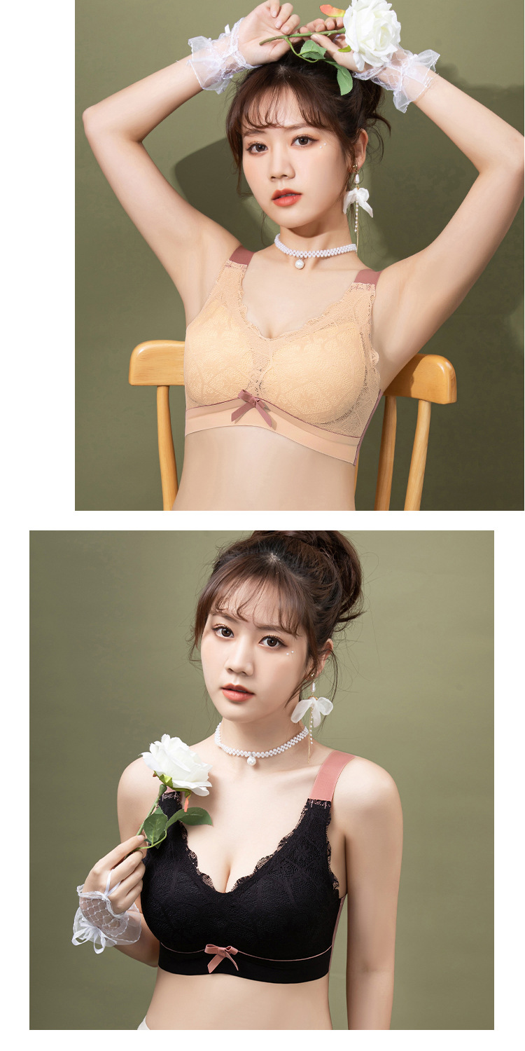 大码文胸200斤m高弹无痕蕾丝内衣女无钢圈防下垂运动睡眠薄款胸罩详情20