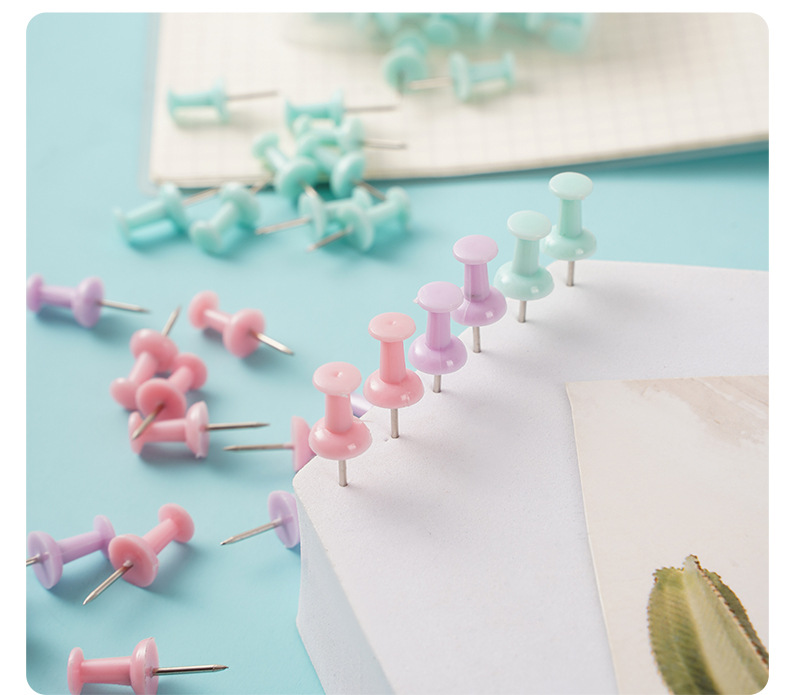 Wholesale macaron-colored box paperclip long tail clip set, cute bear ticket clips, thumbtacks, pins, binding stationery pic 15