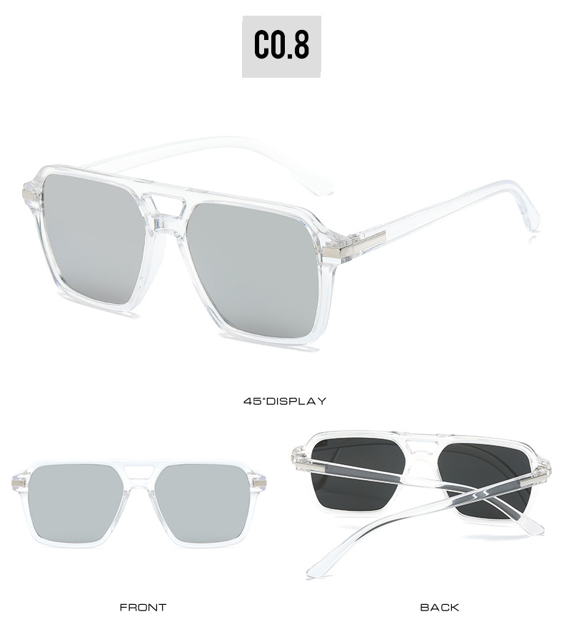 2023新款简约欧美经典外贸方框双梁太阳镜男女士百搭修脸时尚墨镜详情14