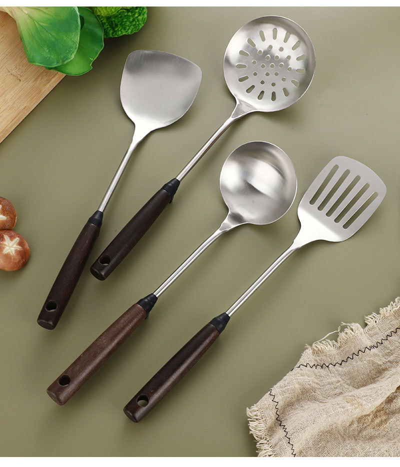 201实木柄不锈钢锅铲汤勺家用厨房厨具套装烹饪炒菜铲子漏铲批发详情15
