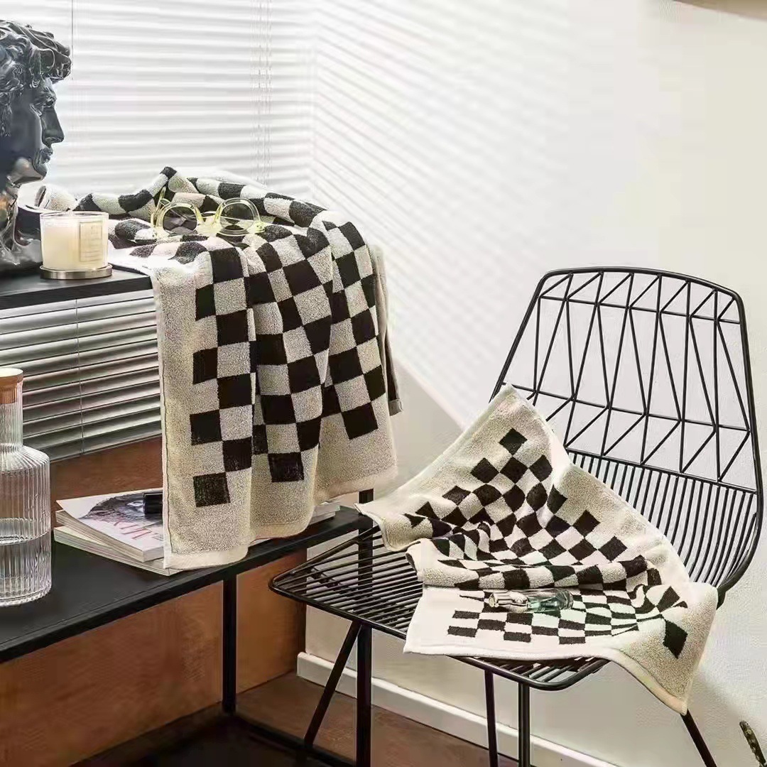 Futian cotton towels, bath towels, jacquard checkered, dormitory students, plain household face towels, wedding gifts, new style wholesale pic 4