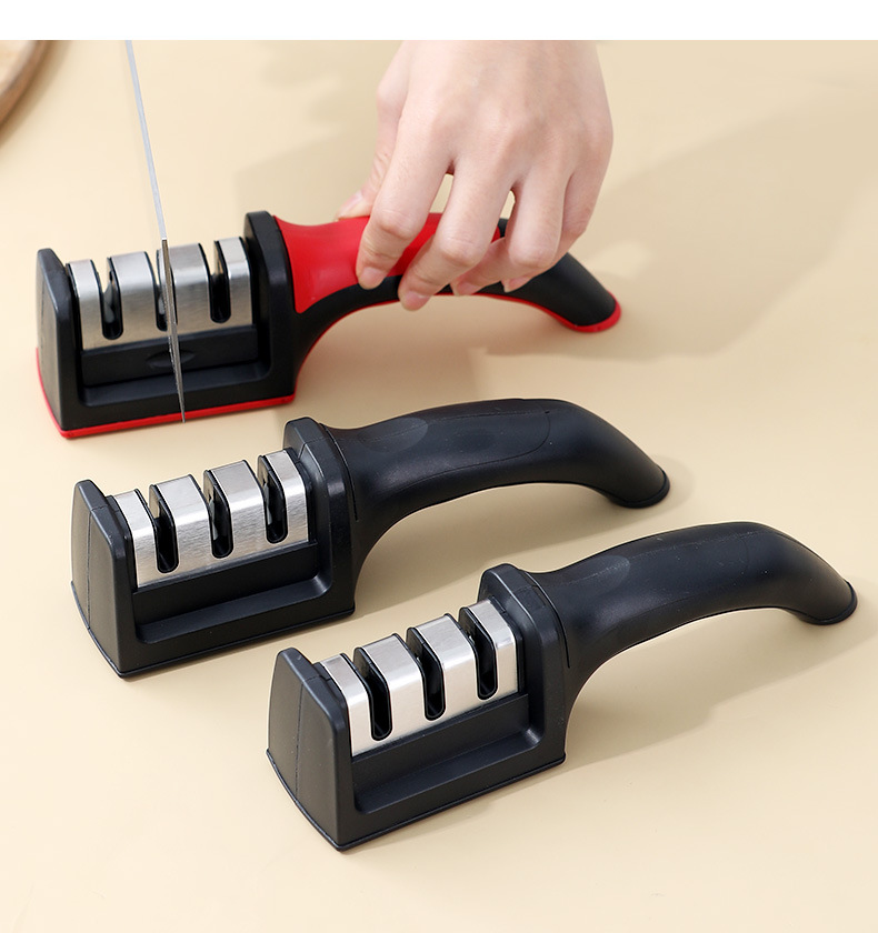 Best-selling simple knife sharpener tungsten steel three-section whetstone, household kitchen knife sharpener, stainless steel knife sharpener, multi-functional pic 12