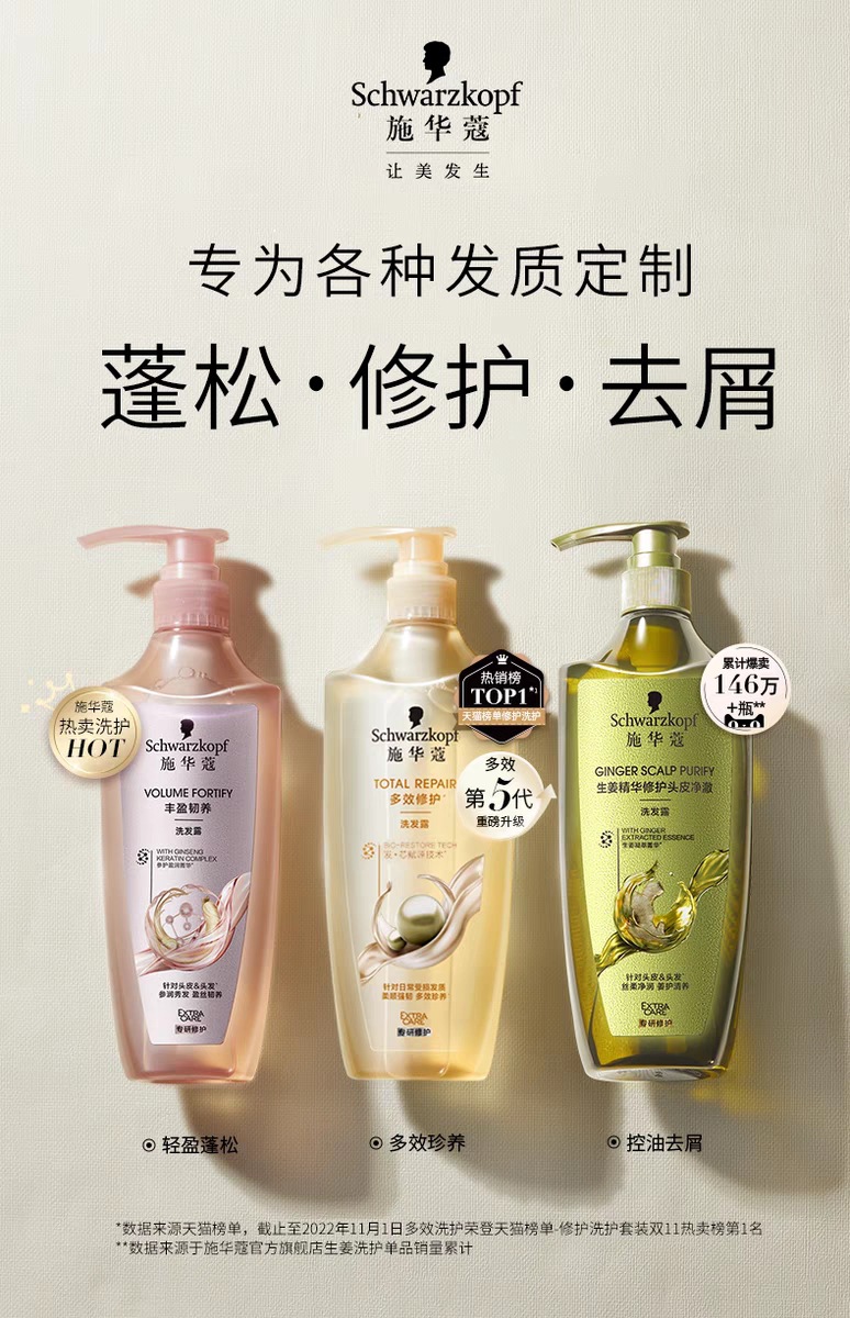 Schwarzkopf Gold Pure Moisturizing Shampoo, Ginger Multi-Effect Hydrating Moisturizing Cashmere Fat Amino Acid Conditioner pic 1