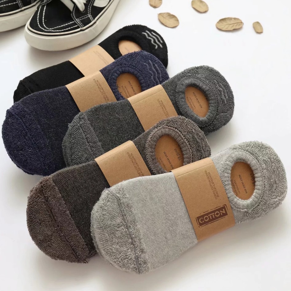Calcetines de toalla bucle de lana calcetines de barco calcetines de algodón poco profundo para hombres silicona antideslizante sudor absorbente espesado calcetines invisibles para hombres al por mayor pic 2